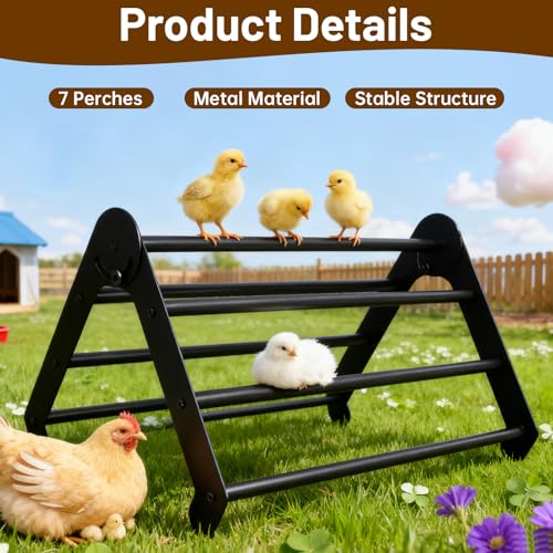 Chick Perch Roosting Bar, Metal Chicken Perch Stand with 7 Bars, Chicks Stand Trainning Perch Hen Roost bar for Chick Poultry Swing Chicken Toy for Hens Indoor Outdoor