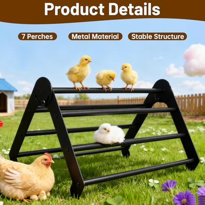 Chick Perch Roosting Bar, Metal Chicken Perch Stand with 7 Bars, Chicks Stand Trainning Perch Hen Roost bar for Chick Poultry Swing Chicken Toy for Hens Indoor Outdoor