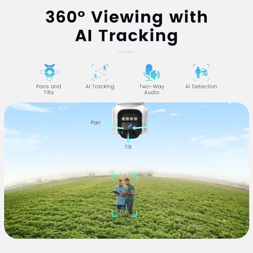 4G LTE Cellular Solar Security Camera Wireless Outdoor, No WiFi Solar Powere Camera Built in SIM Card & Subscription Fee, 350° Live View, 2K Camera with 2 Way Talk, PIR Motion Sensor, Cloud Storage - color: White
