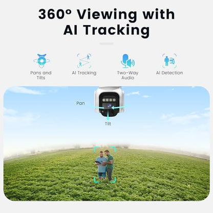 4G LTE Cellular Solar Security Camera Wireless Outdoor, No WiFi Solar Powere Camera Built in SIM Card & Subscription Fee, 350° Live View, 2K Camera with 2 Way Talk, PIR Motion Sensor, Cloud Storage - color: White