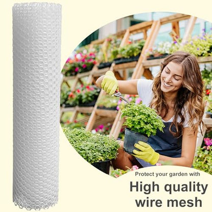 Plastic Wire Mesh Fence 16in x 20Ft Plastic Chicken Wire Mesh for Poultry, Dogs, Rabbit, Snake Barrier & Gardening Versatile Plastic Fencing (16in x 20Ft, White) - color: White, size: 16in x 20Ft