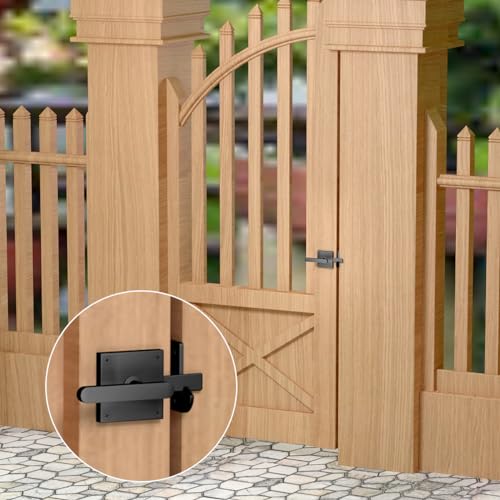 Double Side Gate Latch, Heavy Duty Left Swinging Door Latch Gate Hardware for Outdoor Fence, Wooden Gates, Pool Gate, Garden