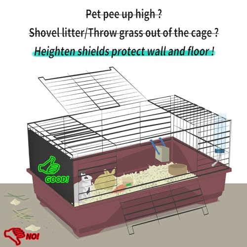 Oncpcare 6 Pack Pet Cage Liner Protection Block Light 10'' x 8.2'' Rabbit Cage Urine Guard Cage Edge Liner Guinea Pig Side Lining Habitat Siding Small Animal Cage Accessories (Black)