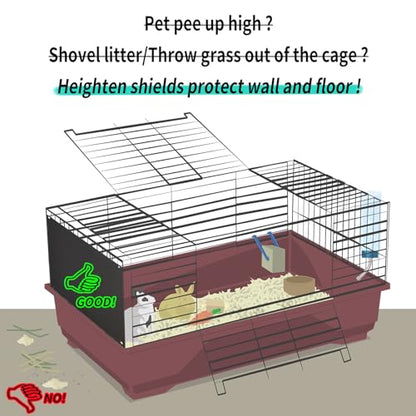 Oncpcare 6 Pack Pet Cage Liner Protection Block Light 10'' x 8.2'' Rabbit Cage Urine Guard Cage Edge Liner Guinea Pig Side Lining Habitat Siding Small Animal Cage Accessories (Black)