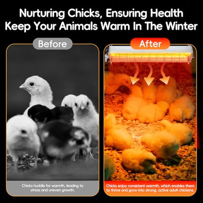 Large Chicken Coop Heater Lamp，400W Carbon Fiber Chicks Brooder Heater Plates with Adjustable Temp & Height,Brooder Heating Lamp for Coop,Ideal for Up to 60 Chicks, Poultry & Livestock Heating