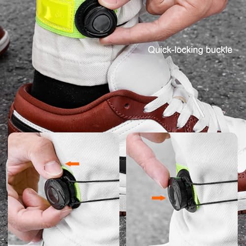 Bike Pants Strap - Reflective Cycling Cuff, Night Riding Band, Adjustable Ankle Wrap, Safety Visibility Gear, Daily Commute Use, Trail Running Walking, City Road Support improving Safety During - color: Green
