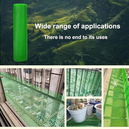 Plastic Wire Mesh Fence 16in x 33Ft Plastic Chicken Wire Mesh for Poultry, Dogs, Rabbit, Snake Barrier & Gardening Versatile Plastic Fencing (16in x 33Ft, Green) - color: Green, size: 16in x 33Ft