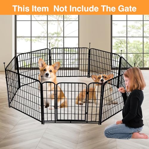 Getlay Doorless Animal Barrier Fence, 40in(H) 14 Panels Total 31 Ft(L), Garden Fences and Borders for Dogs, Anti Dig Fence Barrier, Black Metal Decorative Garden Fencing, Flower Bed Fencing - size: 40''(H)-14panels-31ft(L) no gate