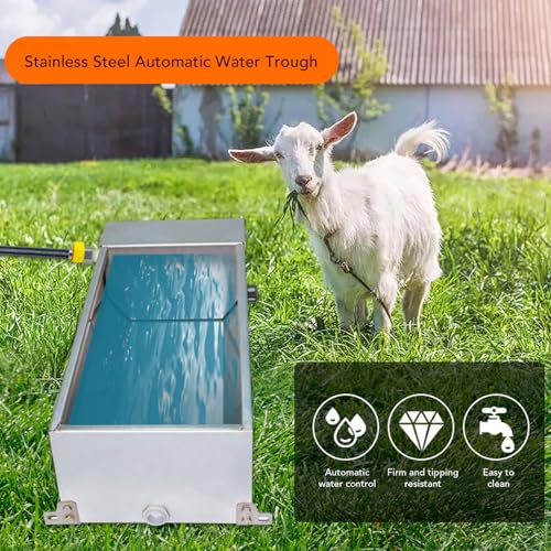 Automatic Water Trough, High Strength Stainless Steel Water Drinking Bowl Larger Capacity Drinking Water Trough Clean and Sanitary Animal Drinking Water Tank