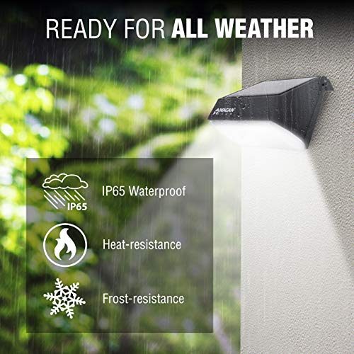 Wagan EL8570 1000 Lumens Outdoor LED Solar Wall Light Waterproof Motion Detected Light, Black (2 Pack) - size: 2 Pack