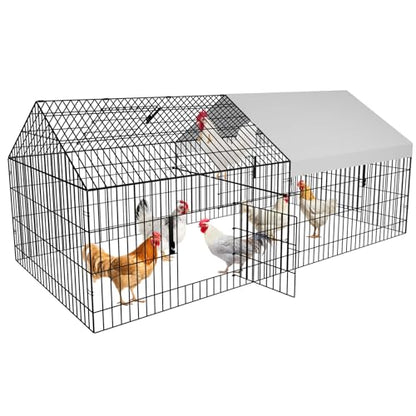 Metal Chicken Coop 87"×40" with Cover Chicken Run Pen for Yard Outdoor Large Portable Chicken Playpen Enclosure Rabbit Small Animal Dog Poultry Cat Cage Duck Coop Hen