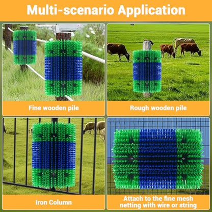 3PCS Heavy-Duty Livestock Scratching Brush, Wall-Mount Grooming & Back Scratch Brush for Horse, Cow, Goat, Pig - Easy Mount Durable Animal Brushes for Pasture, Barn & Stable - color: Blue-green