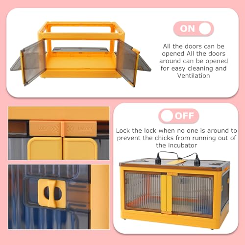 Chick Brooder Box for Chicks, Quail Brooder Box Kit with Heater Feeder and Waterer Set Chicks Warmer for 20 Duckling Parrot Lizard Ducks Bedding Indoor (23.62”x16.53”x13” Yellow)