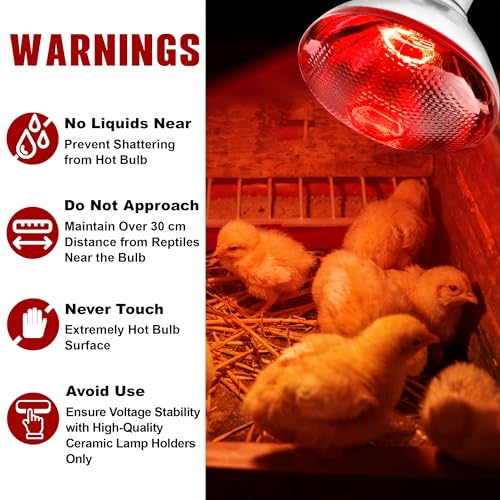 ROVOCLO Heat Lamp for Chickens,150W Red Heat Lamp Infrared Light Bulb for Chicks,Chicken Coop