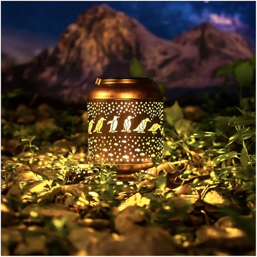 Penguin Solar Lanterns Outdoor Waterproof,Hanging Solar Lights Penguin Gifts for Women Men Metal LED Decorative Light for Yard,Patio,Lawn,Tabletop,Pathway,Landscape,Garden Decor - style: Penguin