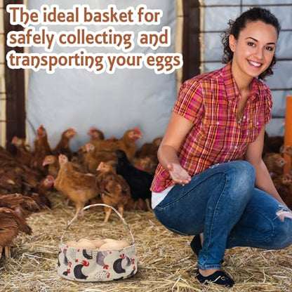Sweetude 2 Pieces Egg Basket Mini Egg Collecting Bags Gathering Basket with 7 Pouches for Farmhouse Chicken Hen Duck Goose Housewife Garden Transporting Storage, 8 x 2.6 Inch(Lovely) - color: Lovely