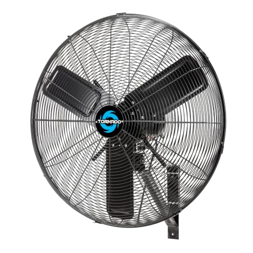 Tornado 24 Inch Outdoor Wall Mount Fan, IPX4 Water-Resistant Oscillating Fan, 7350 CFM High Velocity Industrial Fan with TEAO Motor, 2-Speed Commercial Garage Patio Fan, GFCI Plug, cETL Listed - size: 24 Inches