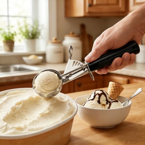 TOPKITCHEN Commercial-Grade Ice Cream Scoop 1 oz, 18/8 Stainless Steel Cookie Scoop with Plastic Handle, Portion Control Disher Scoop for Bakeries,Restaurants & Dessert Shops, #30, Black - size: 1 oz - Black