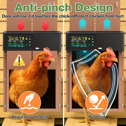 Automatic Chicken Coop Door Solar Powered with Timer&Light Sensor Remote Control 4Modes,Adjustable Anti-Pinch Strength&Weather Poof 1 - color: Dark Brown