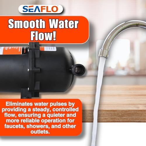SEAFLO Accumulator Tank Water Pump Flow Control with Internal Bladder - 125 PSI, 23.5 oz (0.75 L) | Reduces Pump Cycling and Smooths Water Flow for Marine, RV, and Off-Grid Systems - style: Diaphragm