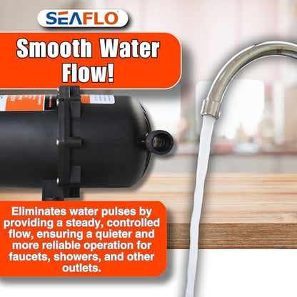 SEAFLO Accumulator Tank Water Pump Flow Control with Internal Bladder - 125 PSI, 23.5 oz (0.75 L) | Reduces Pump Cycling and Smooths Water Flow for Marine, RV, and Off-Grid Systems - style: Diaphragm