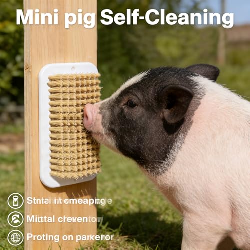 2 Pcs Pig Enrichment Toy, Mini Pigs Self Cleaning Slicker Brushes, Pet Grooming Brush & Scratch Toy 2-in-1 for Mini Pig, Dogs, Cats