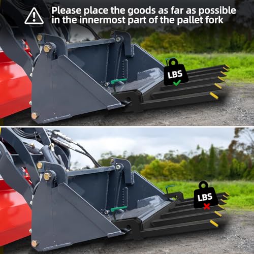 Clamp On Debris Forks To 48-60" Bucket, Heavy Duty Pallet Fork Fit For Loader Bucket Skidsteer Tractor,60" 4000 LBS - size: 60" 4000 LBS