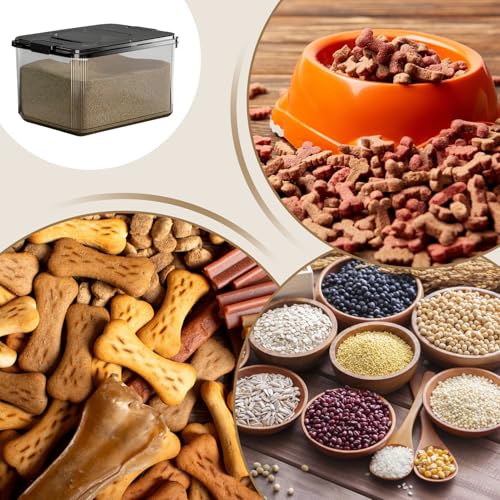 Airtight Dog Food Container – Stackable Pet Treat and Food Storage Bin with Lid, Heavy Duty Durable Bucket, Farmhouse Design | Ideal for Kitchen Pantry, Outdoor Feeding, and Pet Foods Preservation - color: Blacks