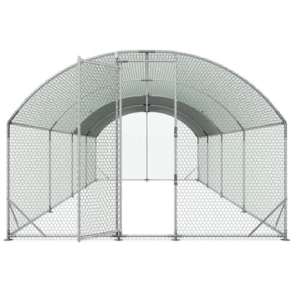 VEVOR Large Metal Chicken Coop, 9 x 25 x 6.6 ft, Walk-in Chicken Run House with Waterproof Cover & Sturdy Frame, Dome Roof Poultry Cage Duck Pen for Rabbit Hen Goose Outdoor Backyard Farm Use - size: 299.2"L x 106.3"W x 78.7"H