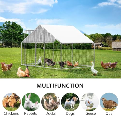 2 Pack Chicken Coop Cover Waterproof, 14.5 * 6.3 FT Chicken Run Cover Coop Tarp with 80 PCS Heavy Duty Zip Ties, Walk-in Chicken Run Pen, Duck Coop Tarp Replacement,White - size: 14.5 * 6.3 FT