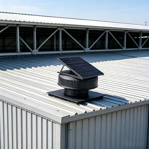 12" Solar Attic Fan, 42W Adjustable Solar Roof Vent Fan | Remote 3 Speed Control, Auto Start Over 25°C, 1200 CFM, MPPT Controller, For Attic, Garage, Warehouse - color: Black+Square 1