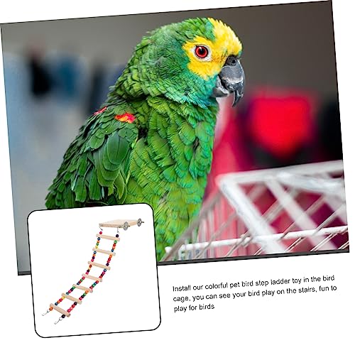 Happyyami Parrot Climbing Ladder Perch Platform Bird Biting Toy for Birds for Parakeets Cockatoos and Macaws Fun and Engaging - size: 43x10cm
