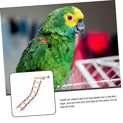 Happyyami Parrot Climbing Ladder Perch Platform Bird Biting Toy for Birds for Parakeets Cockatoos and Macaws Fun and Engaging - size: 43x10cm