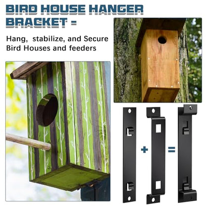 Blulu 2 Sets Bird House Hanger Bracket Stable Rust Proof Galvanized Steel Mounting Bracket for Securing Bird Houses Nesting Boxes Feeders, Quickly Remove for Cleaning (Black) - color: Black