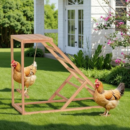 Chicken Roosting Bars with Bird Swing, Ramp, Bars Toys for Pet's Health & Happy, Chicken Perch Easy to Clean, Exercise The Bird's Claws Suitable for Backyard Farms 38.11 X 15.75 X 27.95 (A) - size: Small