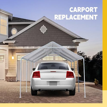 10 x 20 ft Heavy Duty Carport Canopy Waterproof Garage Car Shelter Tarp Tent for Car Canopy Replacement Cover with 50 Ball Bungees, Only Top Cover, Frame is Not Included - style: 10 x 20 ft