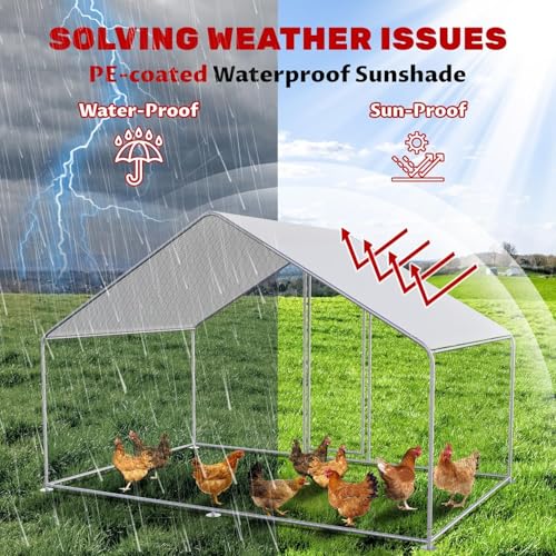 Chicken Coop Walk-in Poultry Cage Chicken Run Pen Rabbit Duck House with Waterproof and Anti-UV Cover for Outdoor Farm Use - color: 1-Unit Coop