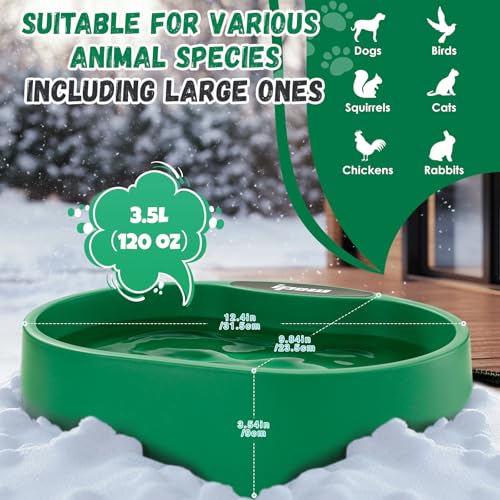 IPOW 3.5L Pet Heated Water Bowl - Keep Water Warm at 77-95℉ for Cats & Dogs, Durable THeated Dog Bowl with Anti-Chew & Waterproof Cord, Perfect for Winter & Outdoor Use