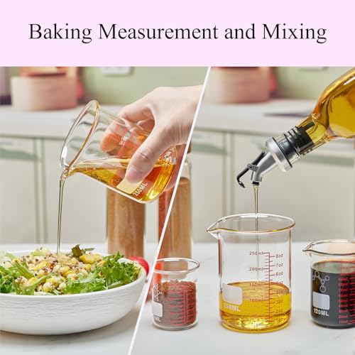 High Borosilicate Glass Measuring Cup-V-Shaped Spout,250ml(8OZ) Glass Measuring Beaker for Kitchen or Restaurant, Easy to Read - size: 250ml (8oz)