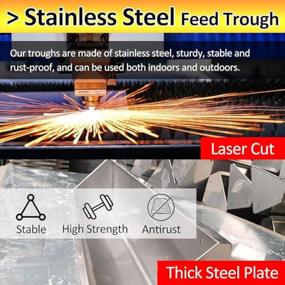 Large Capacity Animal Feed Trough Weatherproof, Stainless Steel Dogs Goats Cows Horse Watering Trough, Portable Poultry Pasture Feeders Outdoor Farms(100cm(39 2/5in)) - size: 100cm(39 2/5in)
