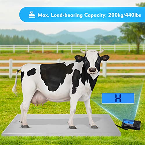 440LB Pet Weight Scale, Animal Scale Platform, Digital Livestock Scale Large Dog Pet Scale 40.7×20.8inch Stainless Steel Platform LCD Display