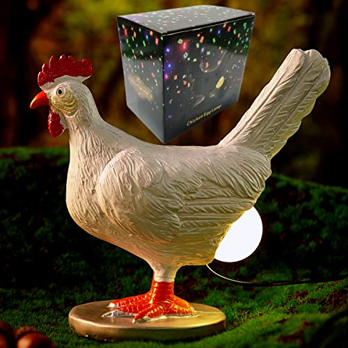 3D LED Hen Night Light with USB, Resin Egg Lamp in Gift Box, Funny Chicken Table Lamp for Easter, Christmas, Birthdays