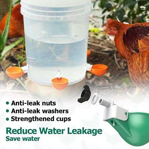 Large Automatic Chicken Waterer Cups, Chicken Water Feeder Suitable for Chicks, Duck, Goose, Turkey and Bunny, DIY Poultry Water Feeder Kit (2 Pack-Green) - color: Green, size: Pack of 2