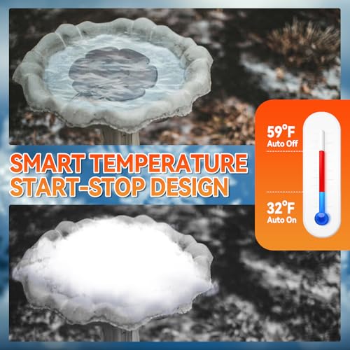 2 PCS Flower Shape 250W Submersible De-Icer for Livestock, Bird Baths, Fish Ponds, Winter Chicken Water Heater Warmer with Thermostat, 6.6ft Power Cord