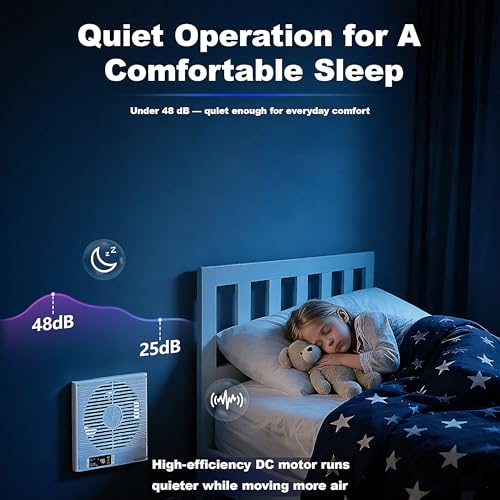 8" Room to Room Fan with Remote, 320CFM Through Wall Air Transfer Fan with Temperature Control, Reversible Airflow Design, 10 Speeds, Quiet Balance Exhaust Vent for Bedroom, Laundry,Kitchen - color: 1PCS