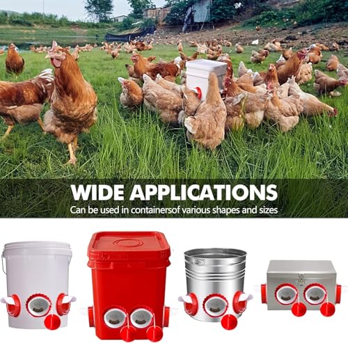 Chicken Feeder Port Kit –6 Pack Automatic Poultry Feeder Cups for Buckets & Bins, No Waste Rainproof DIY Chicken Feeders for Hens, Ducks & Other Poultry - size: 6-Pack