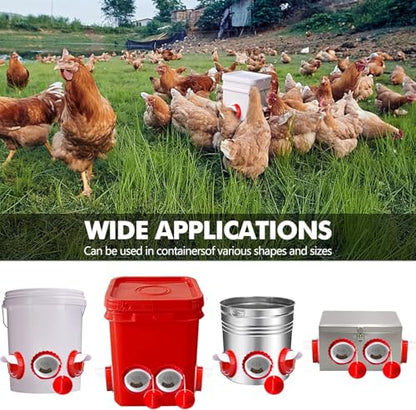Chicken Feeder Port Kit –6 Pack Automatic Poultry Feeder Cups for Buckets & Bins, No Waste Rainproof DIY Chicken Feeders for Hens, Ducks & Other Poultry - size: 6-Pack