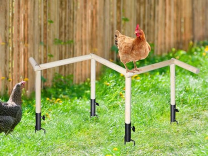 Large Chicken Perch Toy for Coop, Wooden Chick Perch Stand with Metal Ground Plug, Chicken Coop Backyard Poultry Accessories, Suitable for Poultry Rooster Chicks Large Bird Parrot