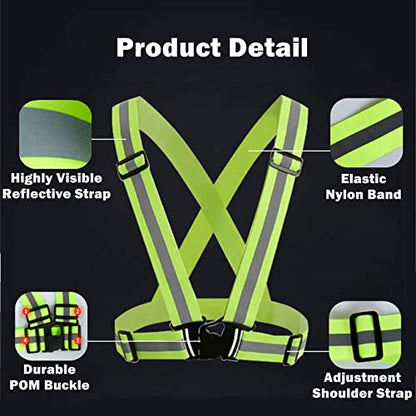 Reflective Vest, High Visibility Safety Vest Straps Reflective Gear for Night Running Walking Cycling for Men Women Kids - color: Orange+green