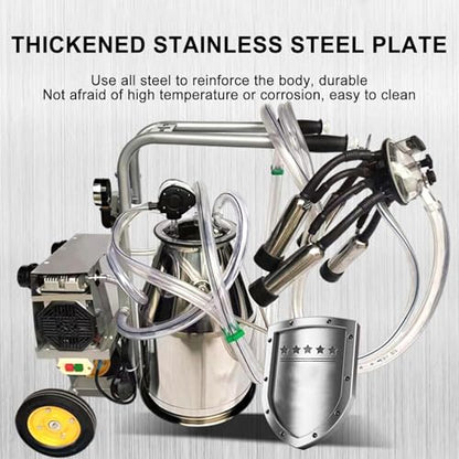 Electric Milking Machine, Farm Bucket Milker for Cows, Automatic Pulsation Vacuum Milker, with 25L Stainless Steel Bucket and Hose(220V) - size: 220V